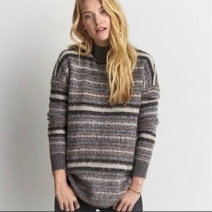American Eagle Cozy Striped Mock Neck Sweater
